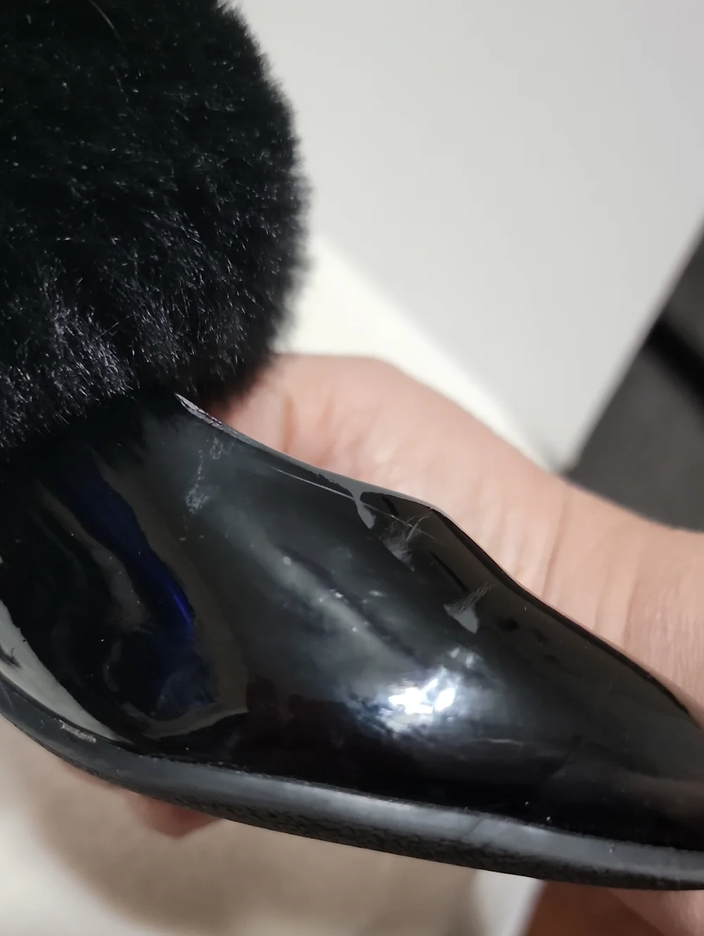 NwotGirls Black Patent Faux Fur Dress Shoes. Sz.2